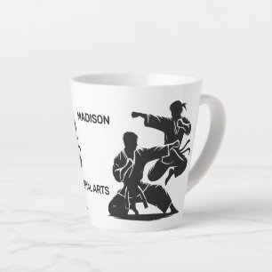 Taza De Café Latte Nombre personalizado y artes marciales de texto