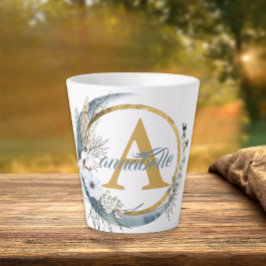Taza De Café Latte Nombre personalizado y cierre inicial