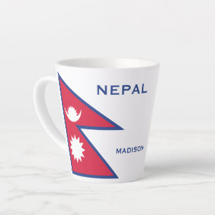Taza De Café Latte Nombre personalizado y marca de Nepal de texto
