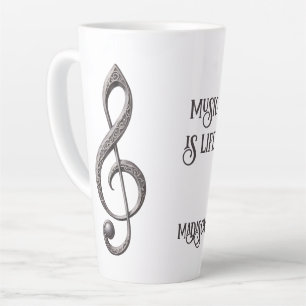 Taza De Café Latte Nombre personalizado y texto Nota de limpieza musi