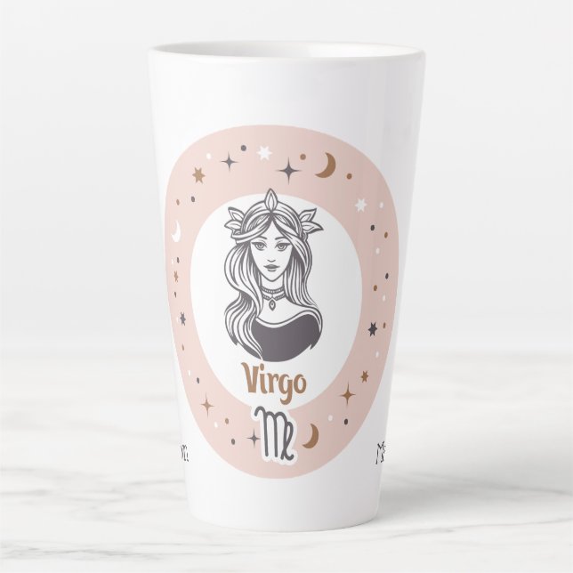 Taza De Café Latte Nombre personalizado Zodiac Rótulo Virgo (Anverso)