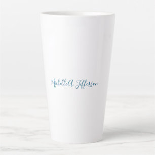 Taza De Café Latte Nombre propio Creativo Moderno Blanco Azul Océano