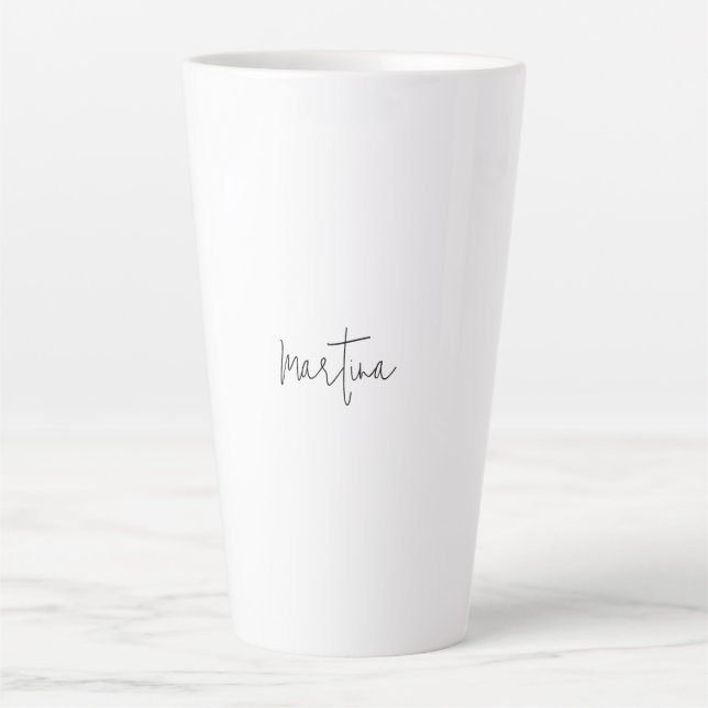 Taza De Café Latte Nombre propio Exclusivo Elegante Simple Caligrafía (Anverso)
