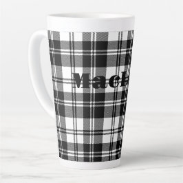 Taza De Café Latte Nombre simple de monograma en blanco y negro de ta