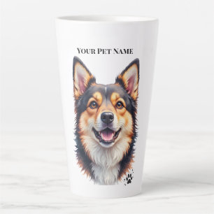 Taza De Café Latte Nombre y Foto Simple y Moderno de Mascota Diseño P