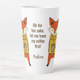 Taza De Café Latte Nombre y texto personalizados de Fox Sake