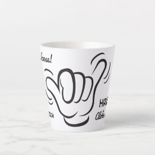 Taza De Café Latte Nombre y ubicación personalizados Shaka