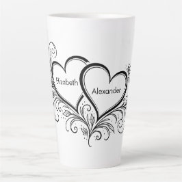 Taza De Café Latte Nombres de parejas regalo en blanco y negro