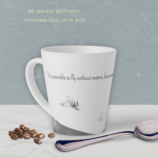 Taza De Café Latte North Carolina Wright Brothers Latte Mug (The Wright Brothers Personalized latte mug, represent North Carolina!)