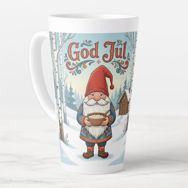 Taza De Café Latte Norwegian Nisse God Jul Christmas Latte Mug (Ángulo izquierdo)