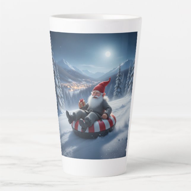 Taza De Café Latte Norwegian Nisse Sledding, Latte Mug (Anverso)