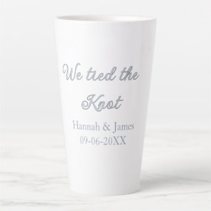 Taza De Café Latte nos casamos nombre boda compromiso fecha azul