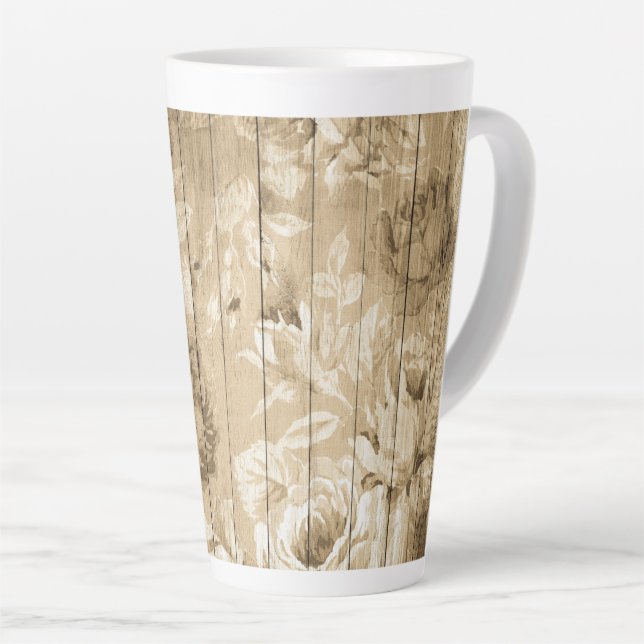 Taza De Café Latte nostálgico de la madera (Ángulo derecho)