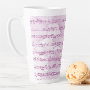 Taza De Café Latte Notas musicales acuarela