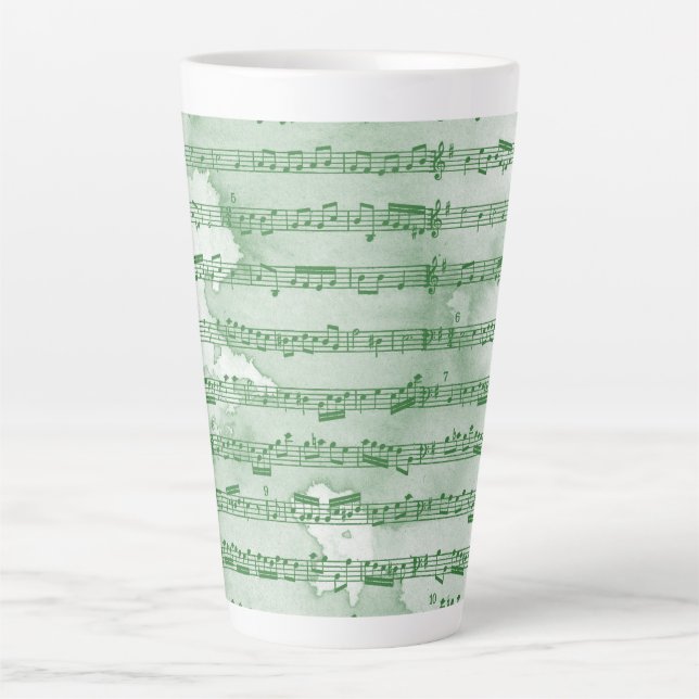 Taza De Café Latte Notas musicales acuarela (Anverso)