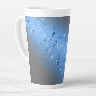Taza De Café Latte Notas musicales en la luz de la luna