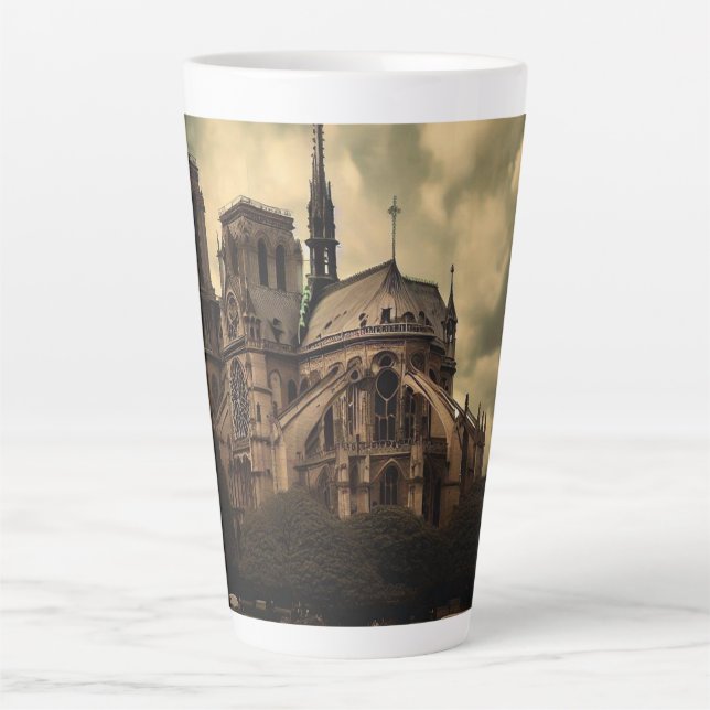 Taza De Café Latte Notre Dame Cathedral Spier, París Francia (Anverso)