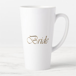 Taza De Café Latte Novia, escritura dorada moda elegante blanco