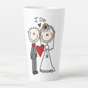 Taza De Café Latte Novia y Groom Stick Figures Boda