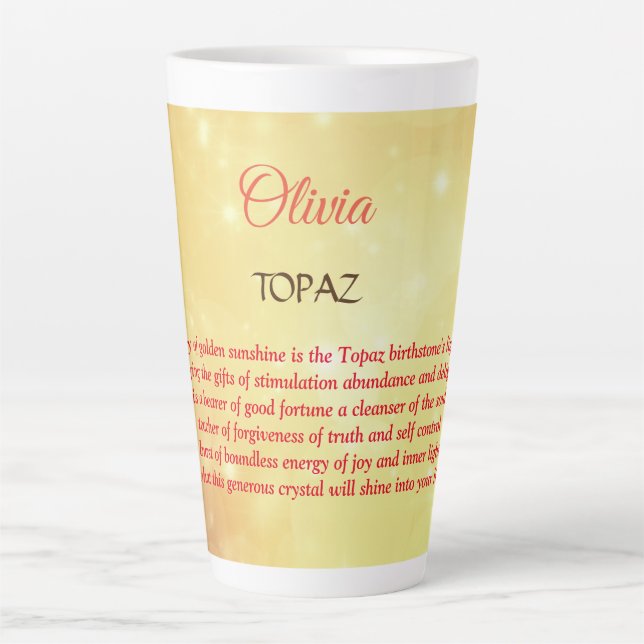 Taza De Café Latte Noviembre Diseño de Birthstone Topaz  (Anverso)