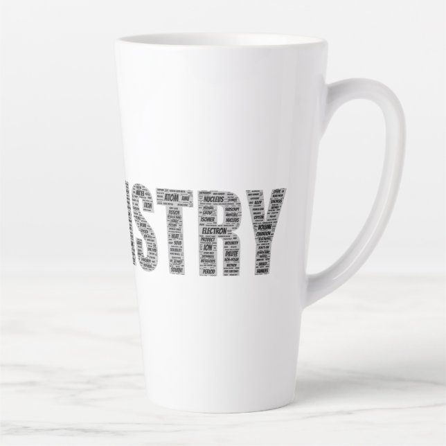 Taza De Café Latte Nube de palabras de química (Derecha)