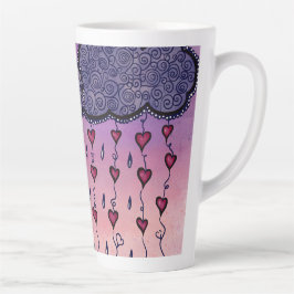 Taza De Café Latte Nubes y corazones de arte
