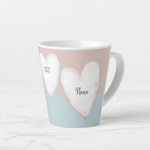 Taza De Café Latte Nuestro Nana Heart Turquoise & Peach Mug