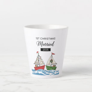 Taza De Café Latte Nuestro Primer Navidad Casados 2025   Lindo Náutic
