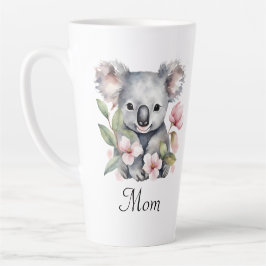 Taza De Café Latte Nueva Mamá Koala Bear Floral