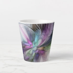 Taza De Café Latte Nueva vida, colorida abstracción de fantasía artís