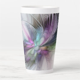 Taza De Café Latte Nueva vida, colorida abstracción de fantasía artís