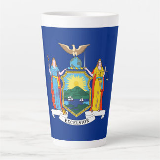 Taza De Café Latte Nueva York: El Estado Imperio, casa de bandera gra