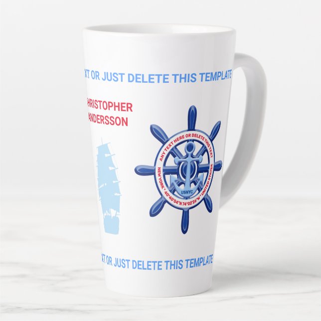 Taza De Café Latte Nueva York, Estados Unidos, Personalizable, viajes (Ángulo derecho)