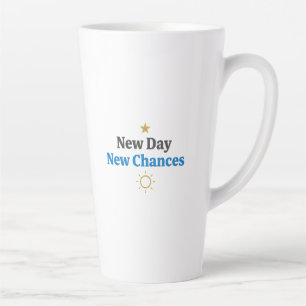 Taza De Café Latte Nuevo Día, Nuevas Oportunidades" Minimalista 