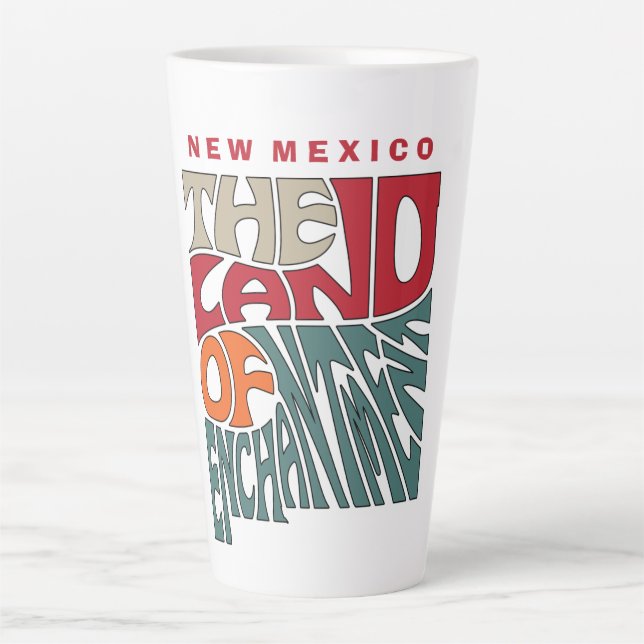 Taza De Café Latte Nuevo México apodo 'Word Art' (Anverso)
