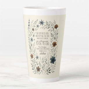 Taza De Café Latte Números 6:24–26 Bendición Sacerdotal Floral Vintag