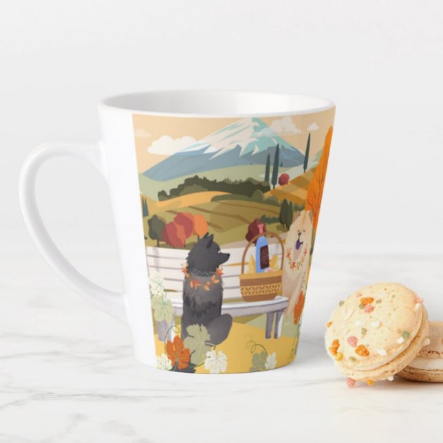 Taza De Café Latte NW AUTUMN finlandés lapphund y chow (Subido por el creador)