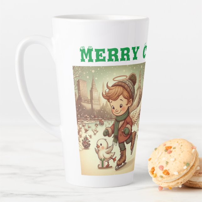 Taza De Café Latte NYC Navidades Angel (In situ)