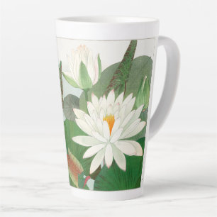 Taza De Café Latte Nymphaea lotus, grabado en madera japonés, 1917