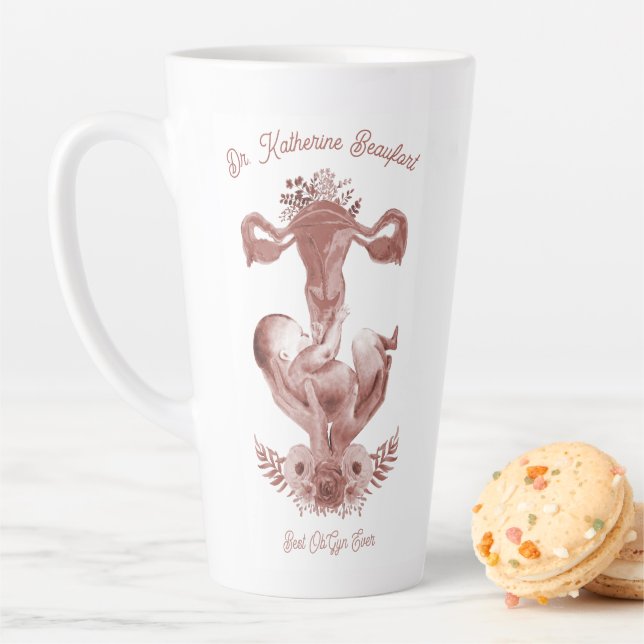 Taza De Café Latte Ob/Gyn Partera Parto Floral Nacimiento Cervix Ovar (In situ)