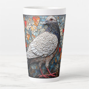 Taza De Café Latte Obra de arte en mosaico de una paloma con diseños 