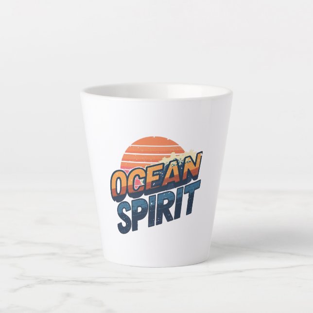 Taza De Café Latte "Ocean Spirit" Retro Summer Graphic (Anverso)