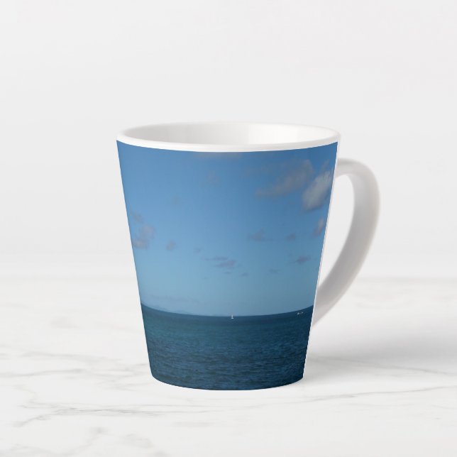 Taza De Café Latte Océano azul del horizonte de Santa Lucía (Ángulo derecho)