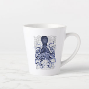 Taza De Café Latte Octopus azul
