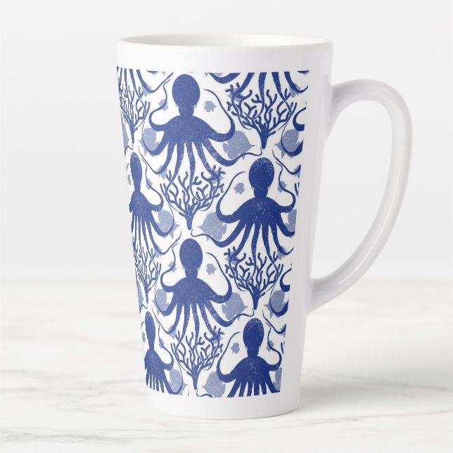 Taza De Café Latte Octopus (fondo claro) (Derecha)