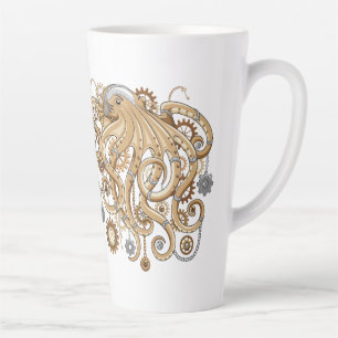 Taza De Café Latte Octopus Steampunk Surreal Retro Style Machine