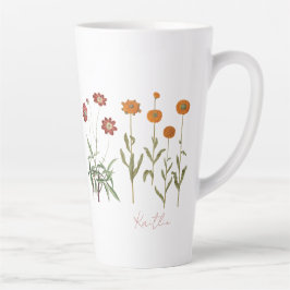 Taza De Café Latte Octubre Mes de Nacimiento Flores Vintage Latte Mug