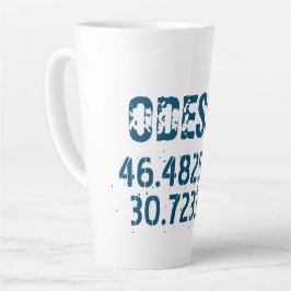 Taza De Café Latte Odessa Ucrania Latitud y longitud angustiada