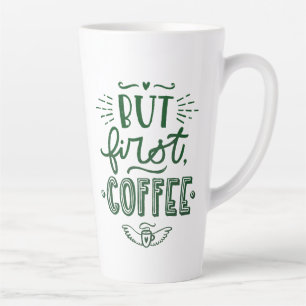 Taza De Café Latte Oferta de café corta Caligrafía verde alta