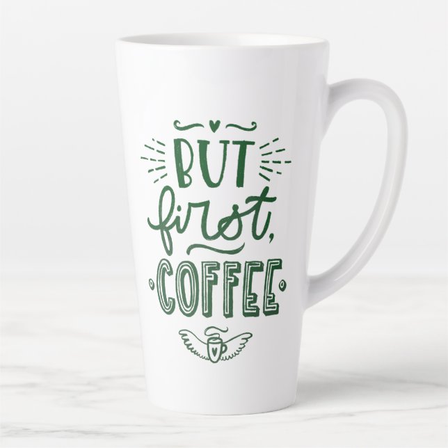 Taza De Café Latte Oferta de café corta Caligrafía verde alta (Derecha)